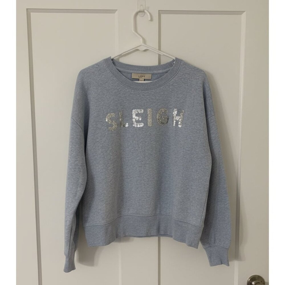 LOFT Heather‎ Blue “SLEIGH” Crewneck Sweatshirt – Size Medium
